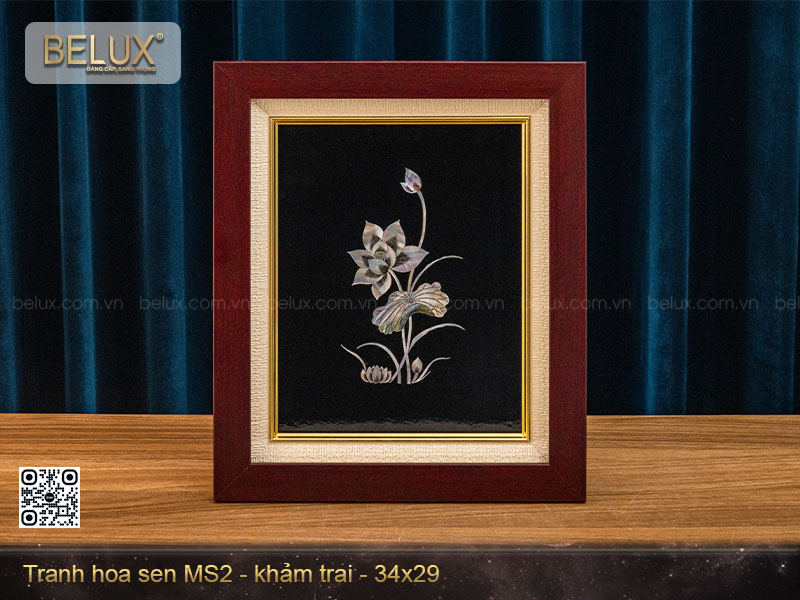 Tranh hoa sen khảm trai MS2 kt 34x29cm&nbsp;